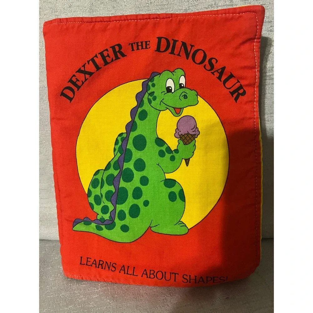 Vintage Dexter the Dinosaur Learns All About Shapes Soft Cloth Baby Book Red